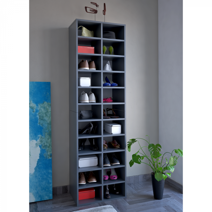 Pantofar cu rafturi, 184 cm inaltime x 54 cm latime x 34 cm adancime,  capacitate mare incaltaminte , culoare grafit, [6]