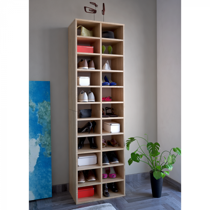 Pantofar cu rafturi, 184 cm inaltime x 54 cm latime x 34 cm adancime, capacitate mare incaltaminte , stejar sonoma [4]