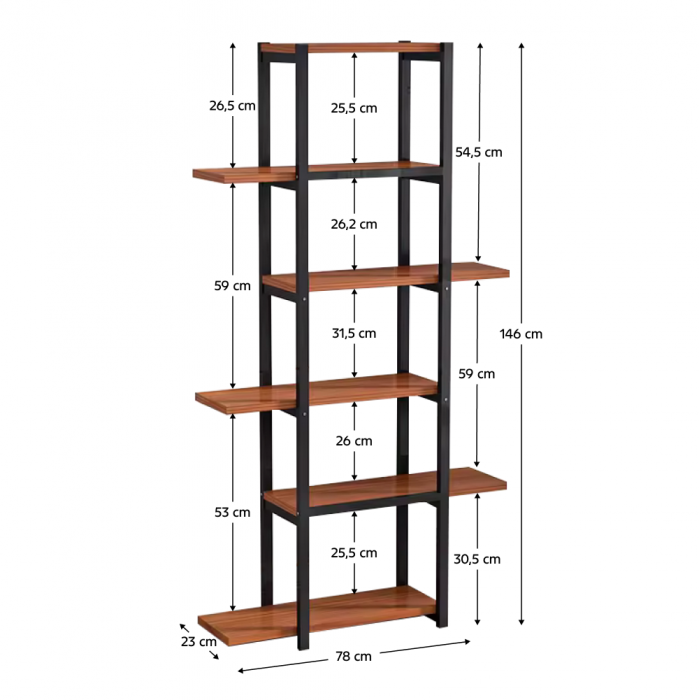 Raft, negru/lemn rustic, LEMY [2]