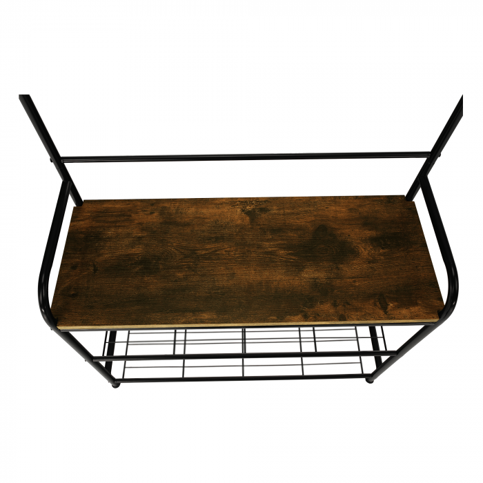 Raft pentru pantofi, lemn rustic şi metal negru / MDF, KELAM [15]