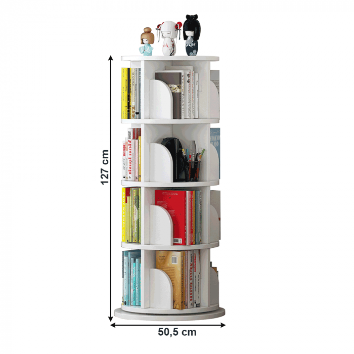 Raft rotativ de carti , alb , 158x50,5 cm ,2 variante de inaltime [3]