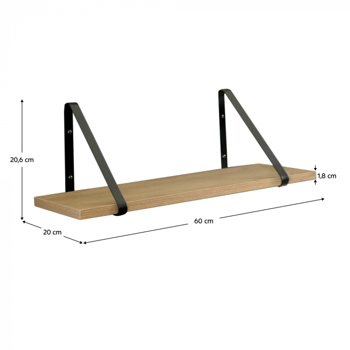 Raft suspendat, stejar / negru, SAGIRA [5]