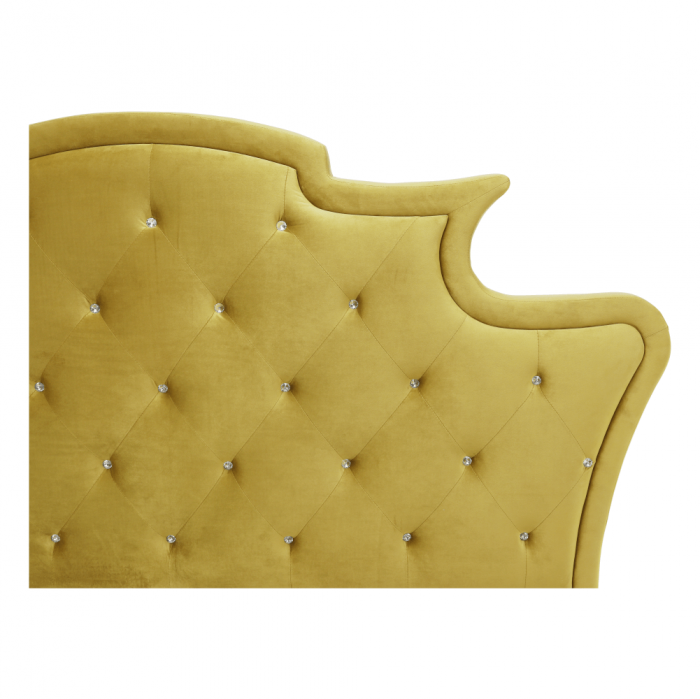 Pat de dormitor tapitat ,de lux , catifea Auriu/mustar, design unicat,160x200 , Bortis Impex [10]