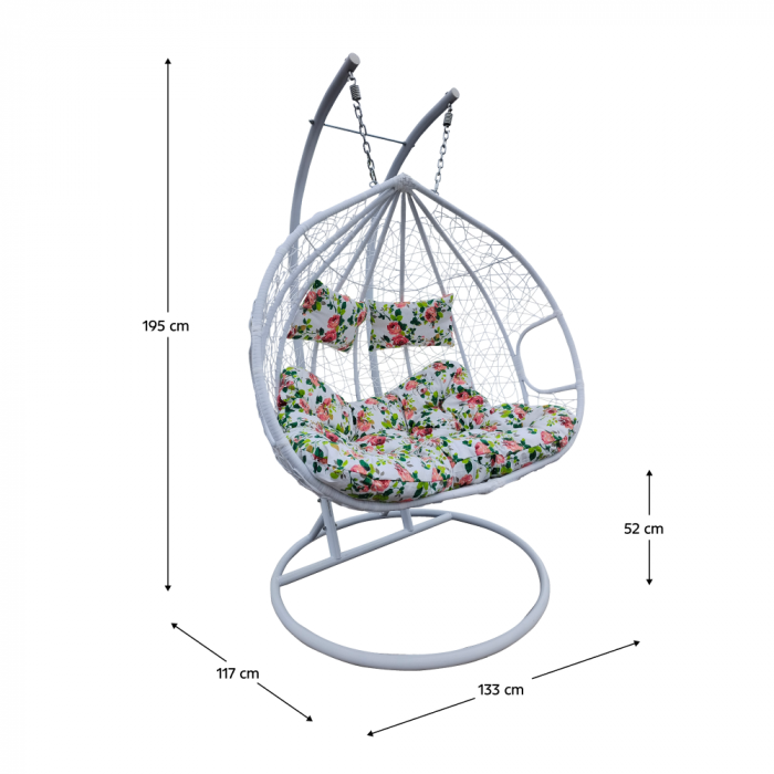 Scaun agăţat dublu, alb/model floral, DALVEA 2 NEW [9]