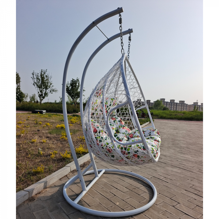 Scaun agăţat dublu, alb/model floral, DALVEA 2 NEW [2]