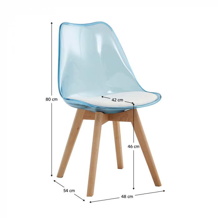 Scaun, albastru transparent, acrilic/piele ecologică/fag, BALI 2 NEW [6]