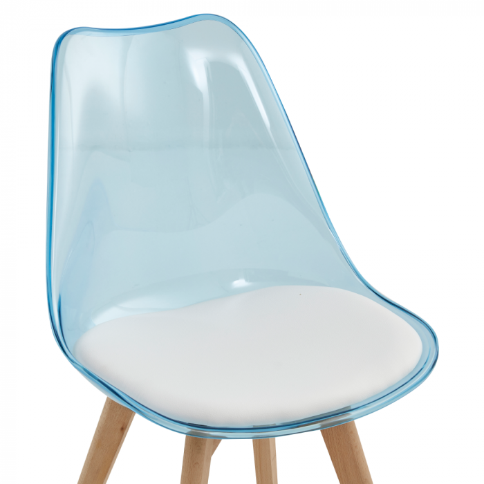 Scaun, albastru transparent, acrilic/piele ecologică/fag, BALI 2 NEW [5]