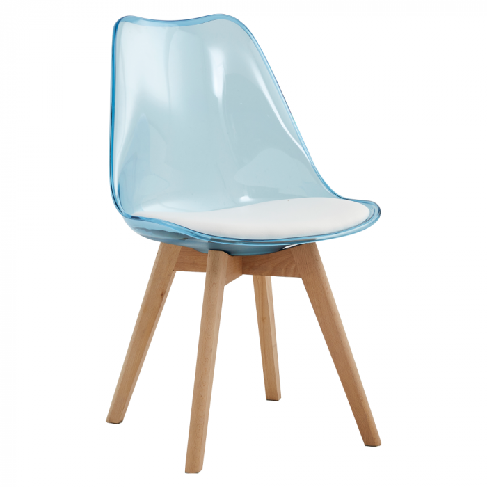 Scaun, albastru transparent, acrilic/piele ecologică/fag, BALI 2 NEW [1]