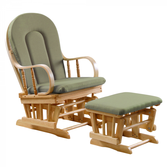 Scaun balansoar cu suport pentru picioare, natural/verde, DALBERT [1]