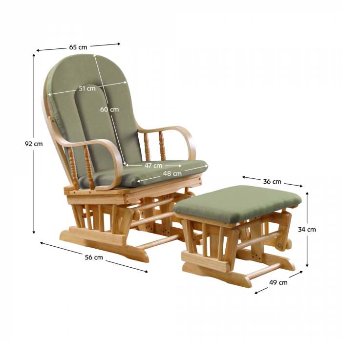 Scaun balansoar cu suport pentru picioare, natural/verde, DALBERT [2]