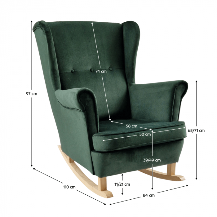 Scaun balansoar înalt, verde/fag, TEJA [10]