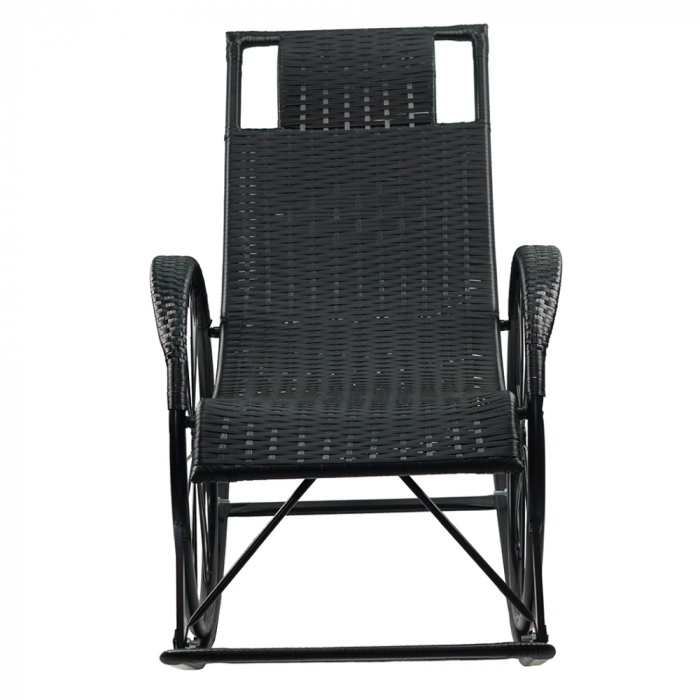 Scaun balansoar, ratan/metal, negru, ROKIN [5]