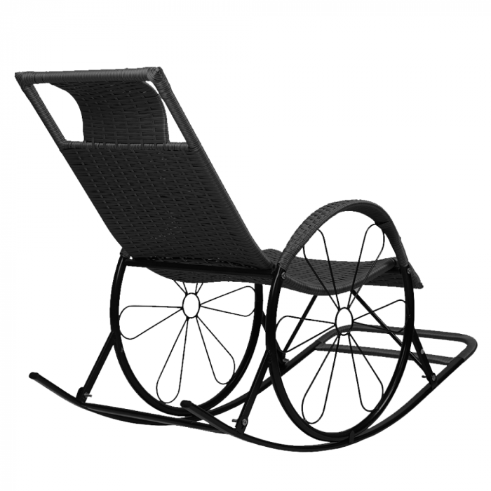 Scaun balansoar, ratan/metal, negru, ROKIN [2]