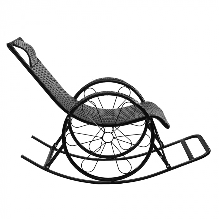 Scaun balansoar, ratan/metal, negru, ROKIN [4]