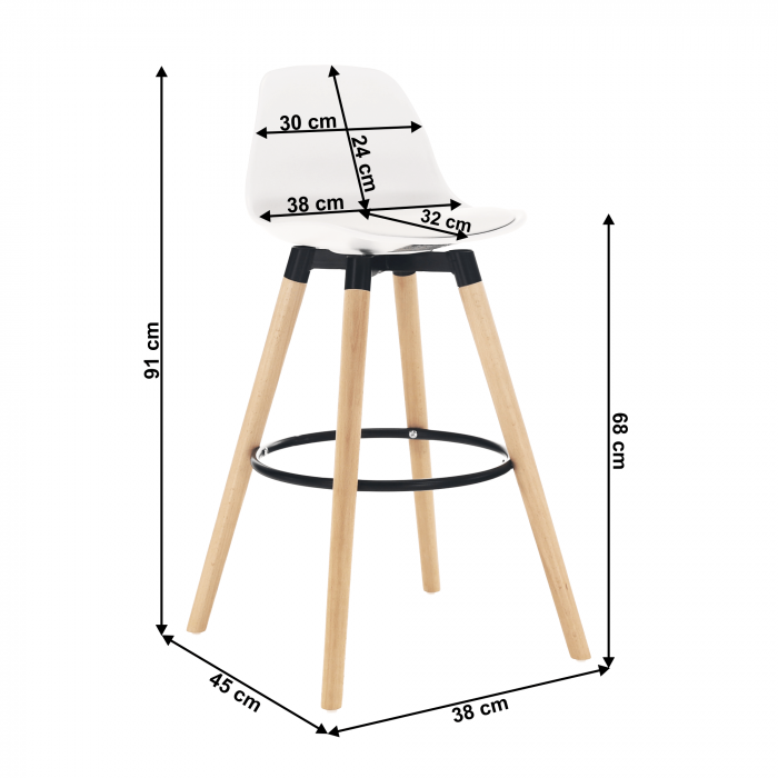 Scaun bar, alb/fag, EVANS [15]