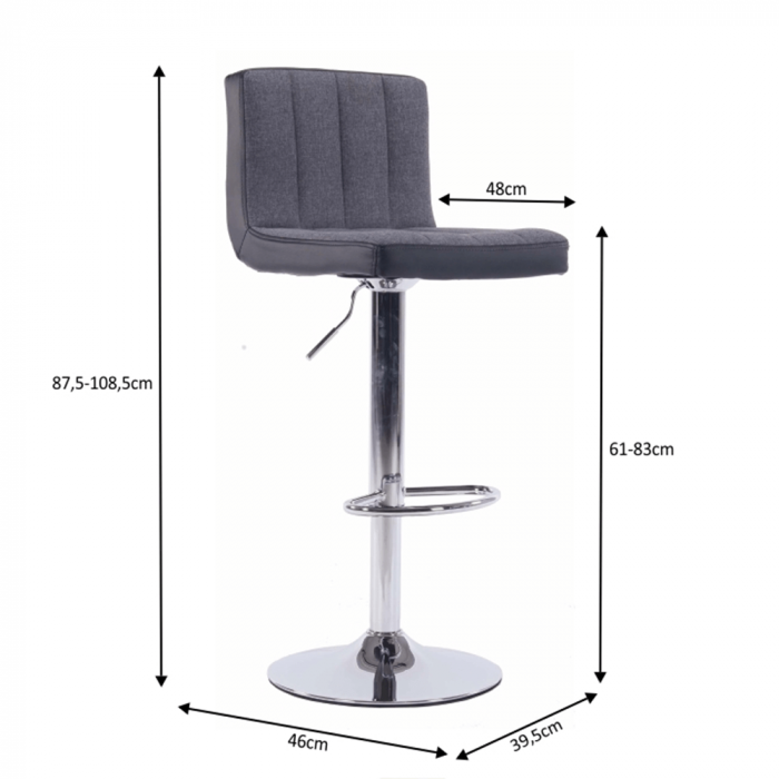 Scaun bar, gri/negru, HILDA [2]