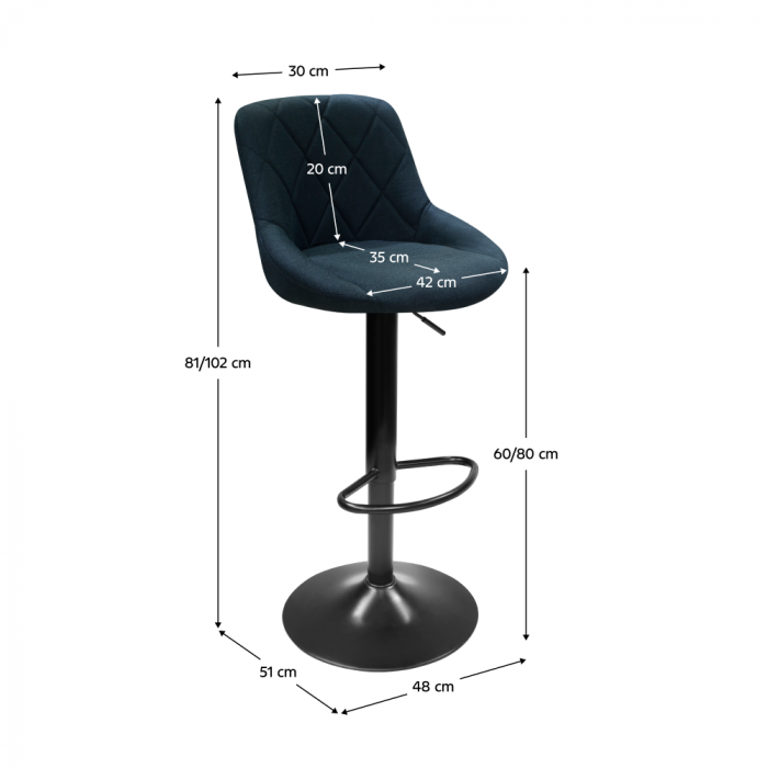 Scaun bar, material textil negru, TERKAN NEW [6]