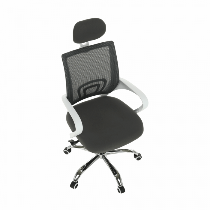 Scaun birou modern gri /alb cu tetiera [5]
