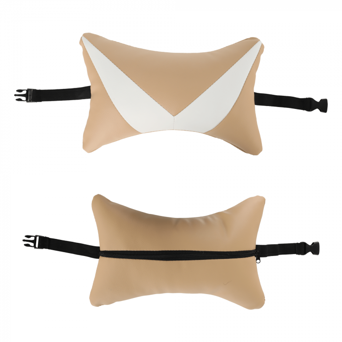 Scaun birou, piele eco bej/alb, cu suport pentru picioare [14]