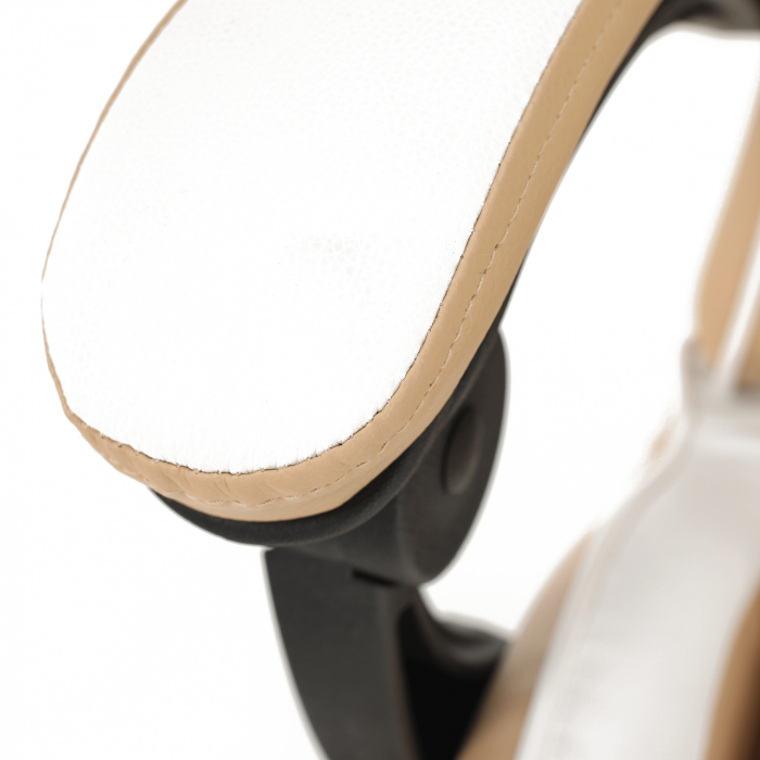 Scaun birou, piele eco bej/alb, cu suport pentru picioare [4]