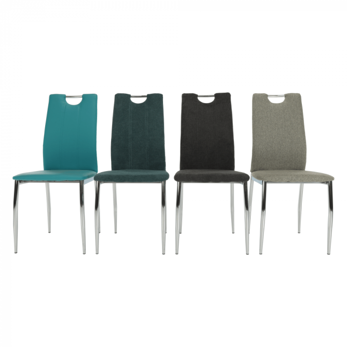 Scaun bucătărie, material textil azur/crom, OLIVA NEW [20]