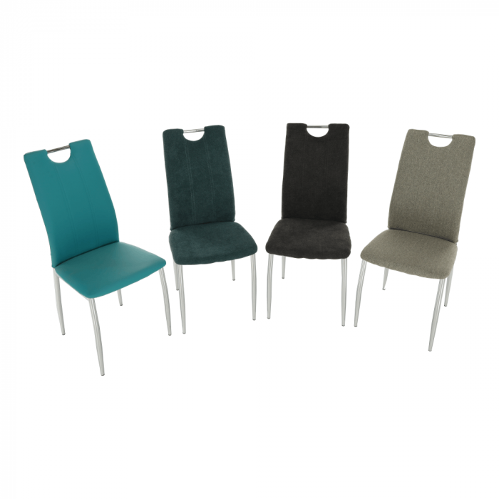 Scaun bucătărie, material textil azur/crom, OLIVA NEW [19]