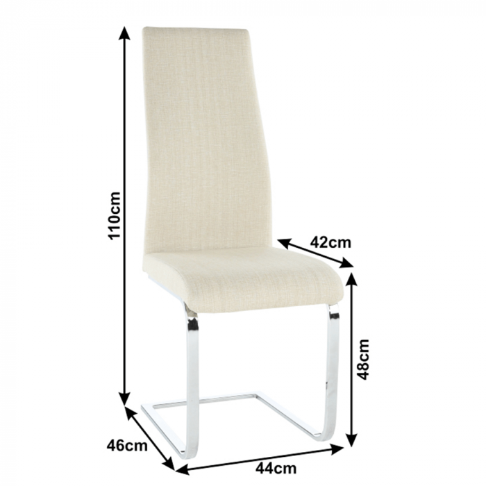 Scaun bucătărie, material textil bej/crom, AMINA [6]