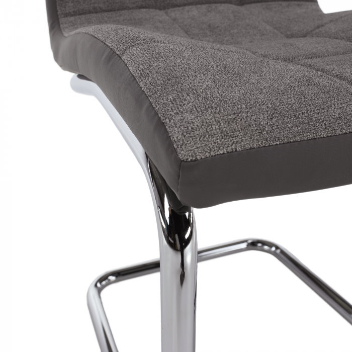 Scaun bucătărie, material textil gri deschis/piele ecologică gri/crom, SALOMA NEW [7]