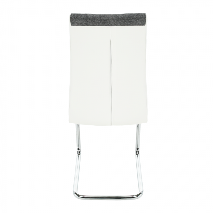 Scaun bucătărie, material textil gri închis/piele ecologică albă/crom, SALOMA NEW [11]