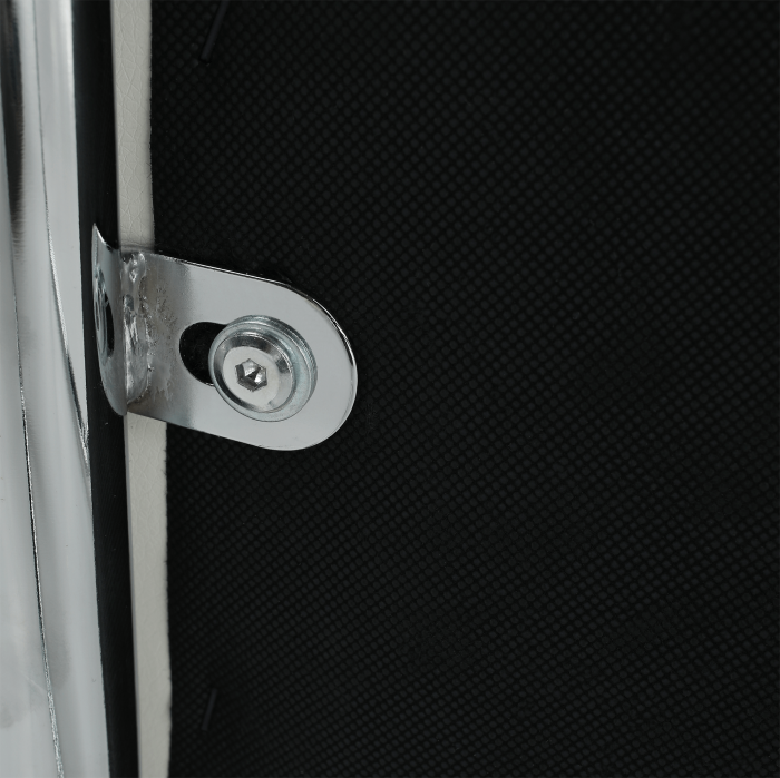 Scaun bucătărie, material textil gri închis/piele ecologică albă/crom, SALOMA NEW [3]