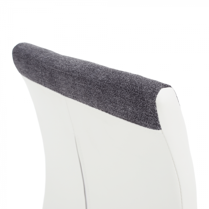 Scaun bucătărie, material textil gri închis/piele ecologică albă/crom, SALOMA NEW [9]
