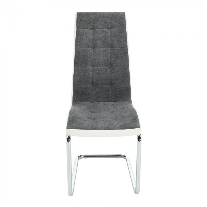 Scaun bucătărie, material textil gri închis/piele ecologică albă/crom, SALOMA NEW [6]