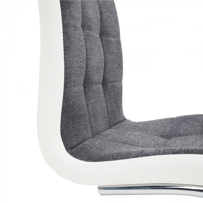 Scaun bucătărie, material textil gri închis/piele ecologică albă/crom, SALOMA NEW [7]