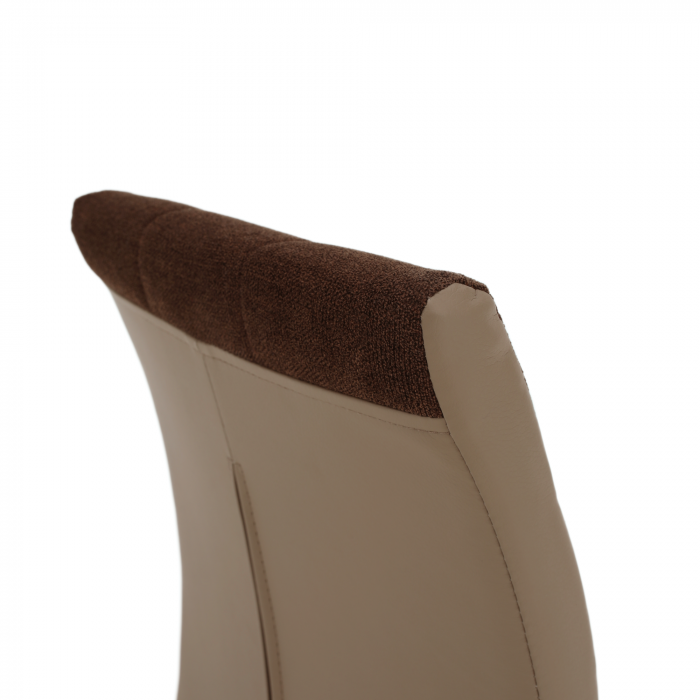Scaun bucătărie, material textil maro/piele ecologică bej/crom, SALOMA NEW [8]