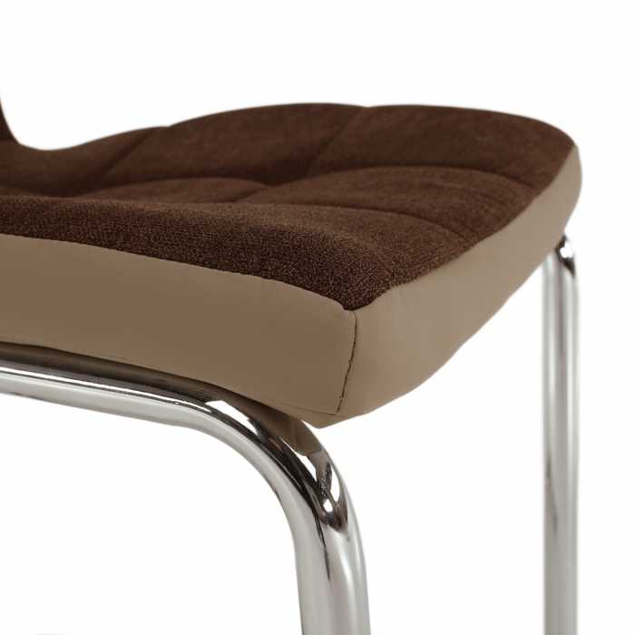Scaun bucătărie, material textil maro/piele ecologică bej/crom, SALOMA NEW [9]