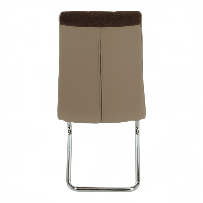 Scaun bucătărie, material textil maro/piele ecologică bej/crom, SALOMA NEW [2]