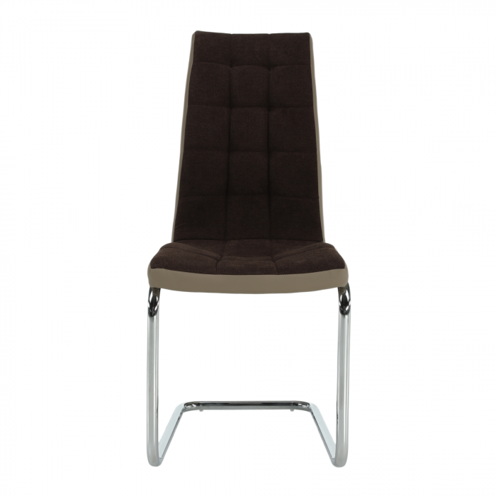 Scaun bucătărie, material textil maro/piele ecologică bej/crom, SALOMA NEW [3]