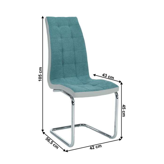 Scaun bucătărie, material textil mentol/piele ecologică gri/crom, SALOMA NEW [2]