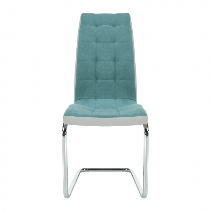 Scaun bucătărie, material textil mentol/piele ecologică gri/crom, SALOMA NEW [7]
