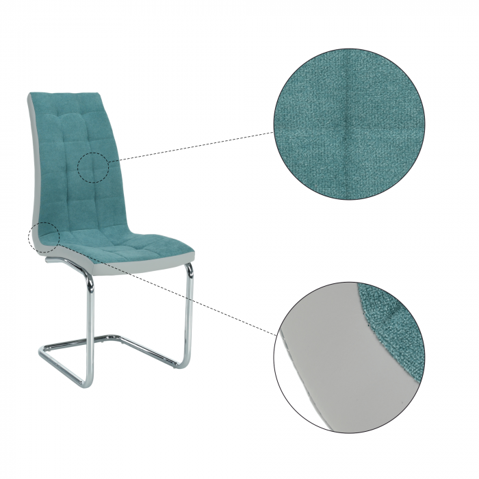 Scaun bucătărie, material textil mentol/piele ecologică gri/crom, SALOMA NEW [5]