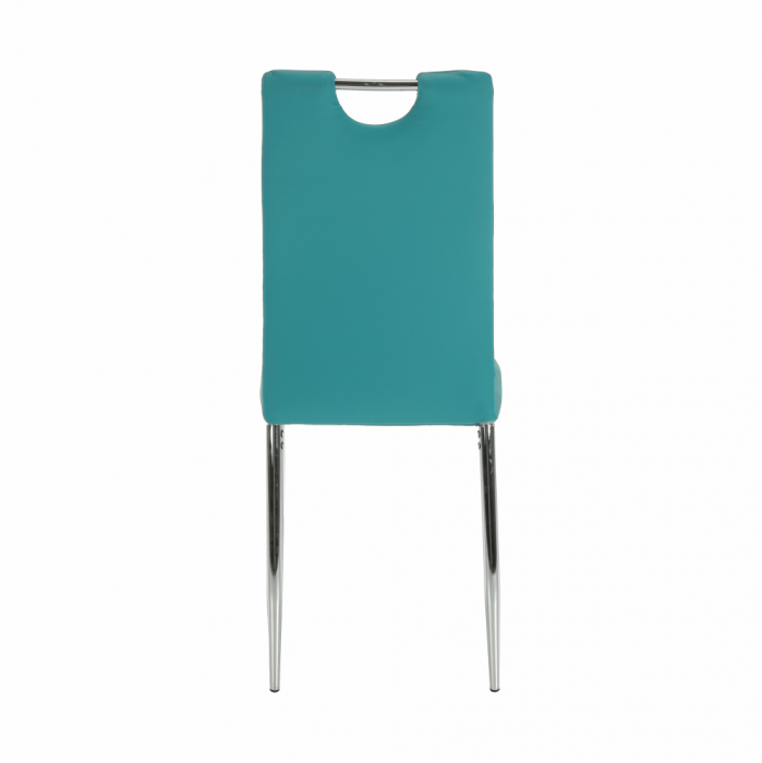 Scaun bucătărie, piele ecologică albastru petrol/crom, OLIVA NEW [17]