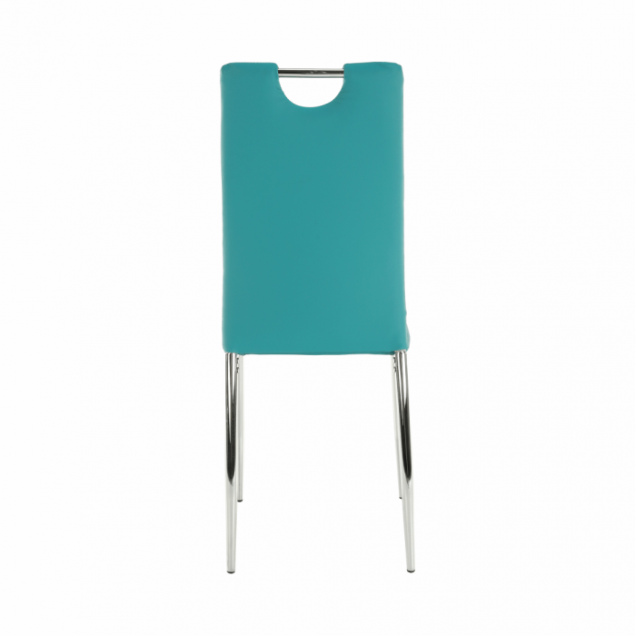 Scaun bucătărie, piele ecologică albastru petrol/crom, OLIVA NEW [6]