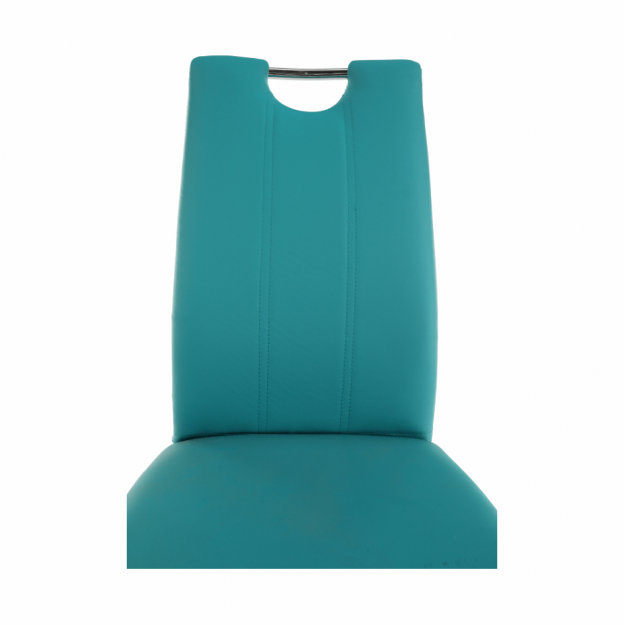 Scaun bucătărie, piele ecologică albastru petrol/crom, OLIVA NEW [4]