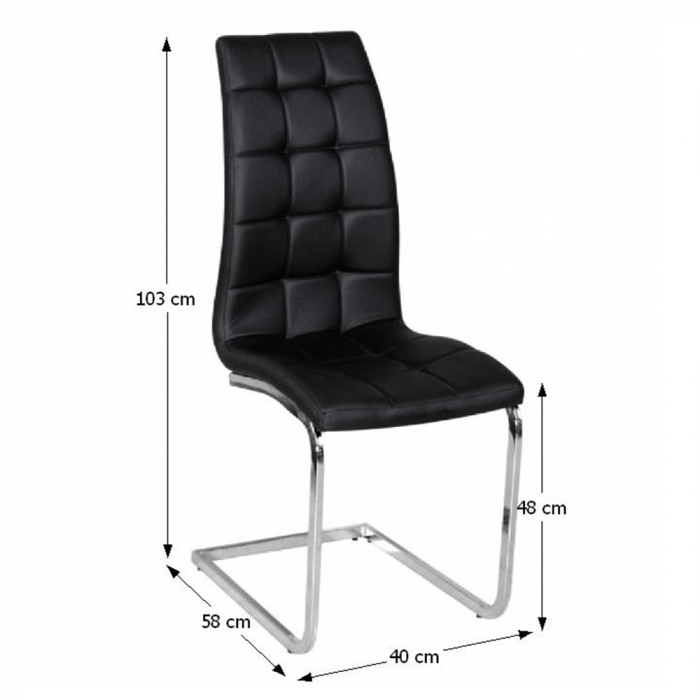 Scaun bucătărie, piele ecologică negru/crom, DULCIA [2]