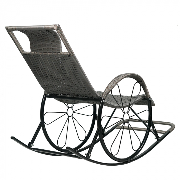 Scaun de balansare, ratan/metal, gri, ROKIN [5]
