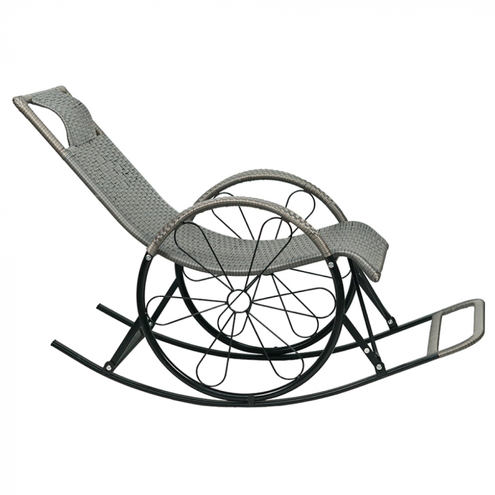 Scaun de balansare, ratan/metal, gri, ROKIN [3]