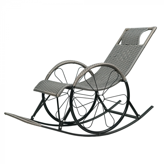 Scaun de balansare, ratan/metal, gri, ROKIN [2]