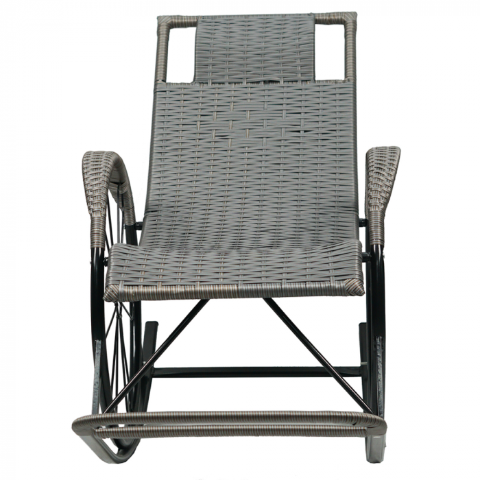 Scaun de balansare, ratan/metal, gri, ROKIN [4]