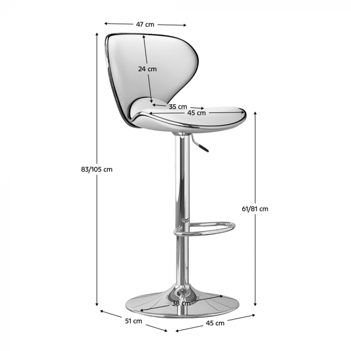 Scaun de bar, alb/crom, HEDLI [2]