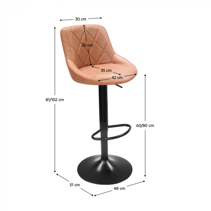 Scaun de bar, coniac/negru, TERKAN NEW [6]